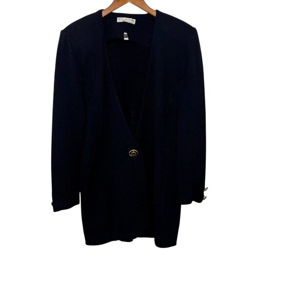 Vintage St. John Old Money Luxury Minimalist Parisian Capsule Dark Navy Large - Picture 2 of 12